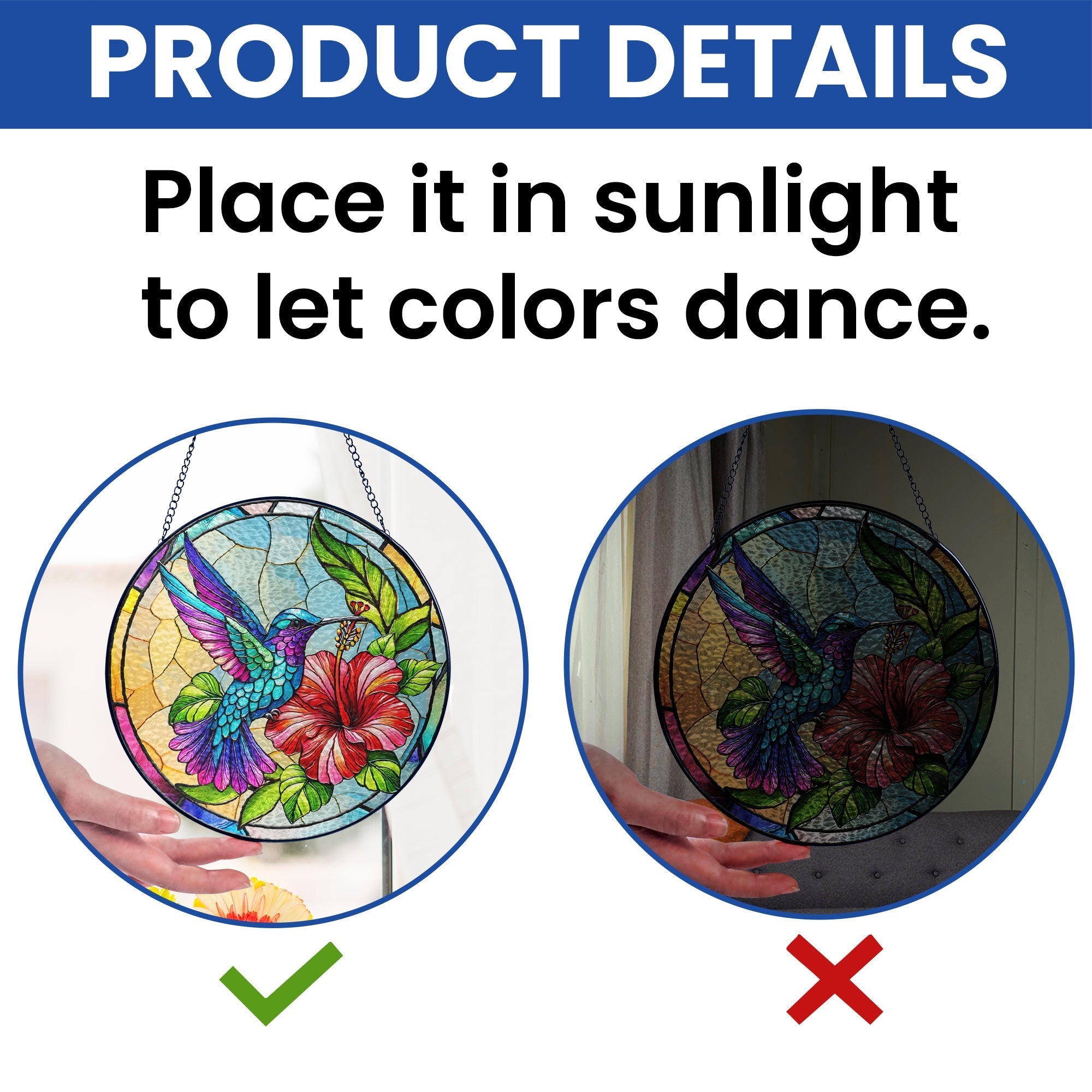 Hummingbird Stained Glass Suncatcher