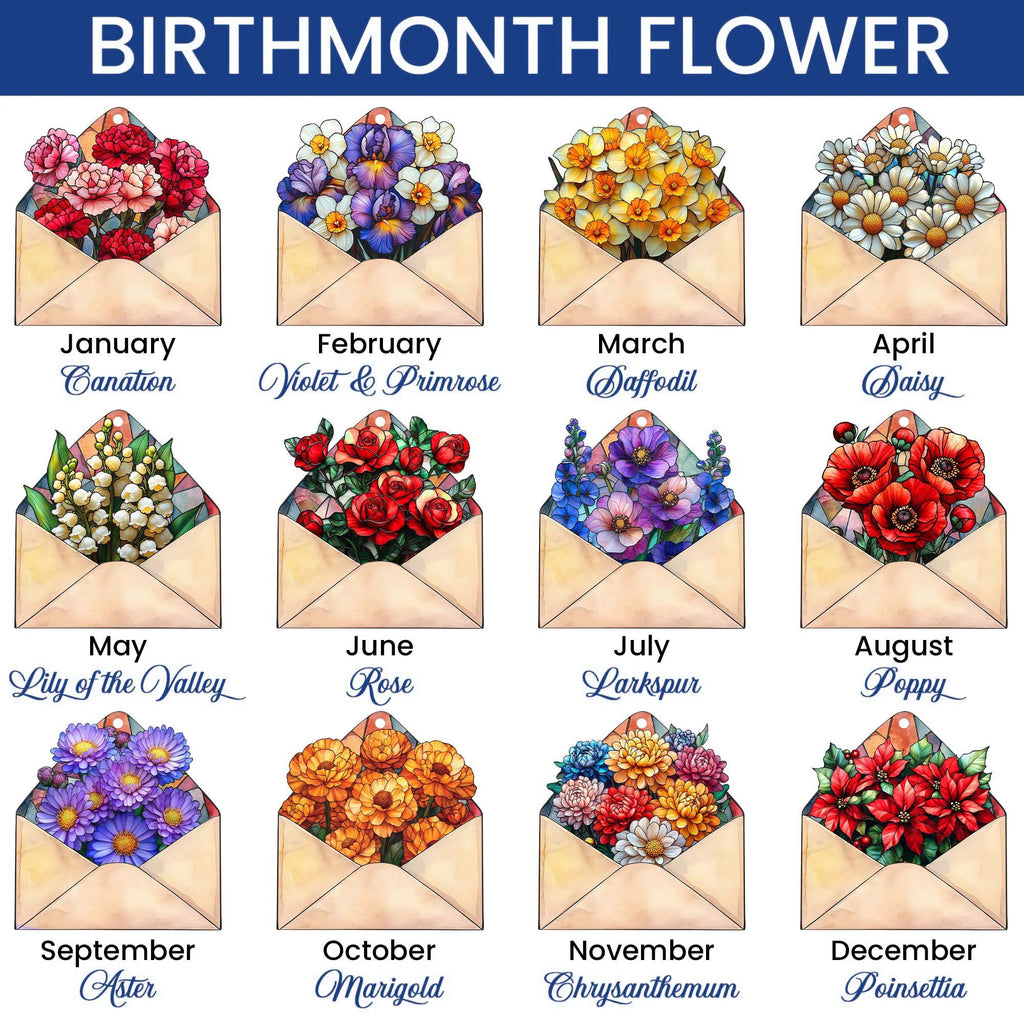 Custom Letter Birth Month Flower Stained Glass Suncatcher