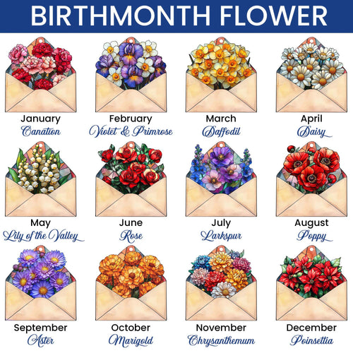 Custom Letter Birth Month Flower Stained Glass Suncatcher