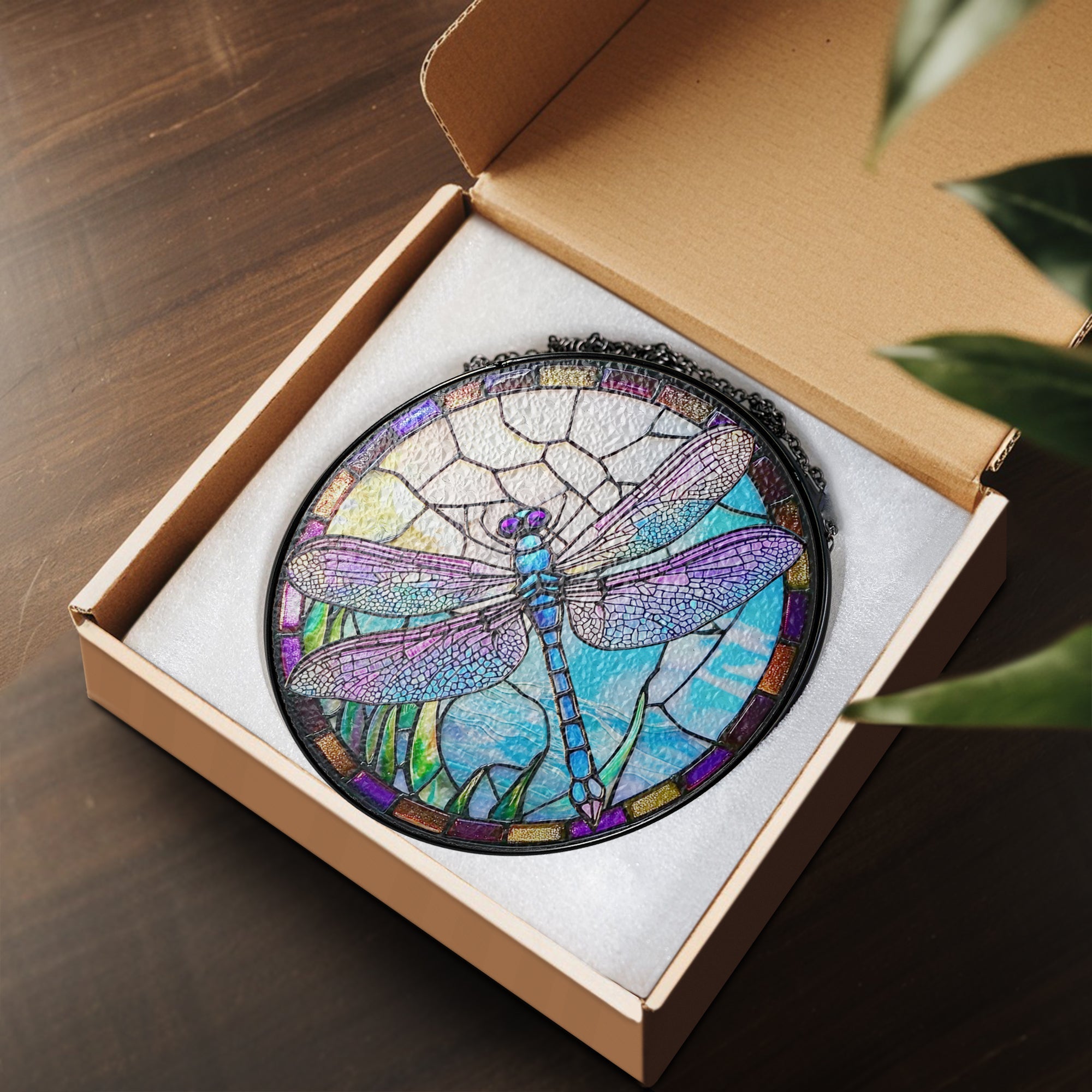 Dragonfly Spring Stained Glass Suncatcher