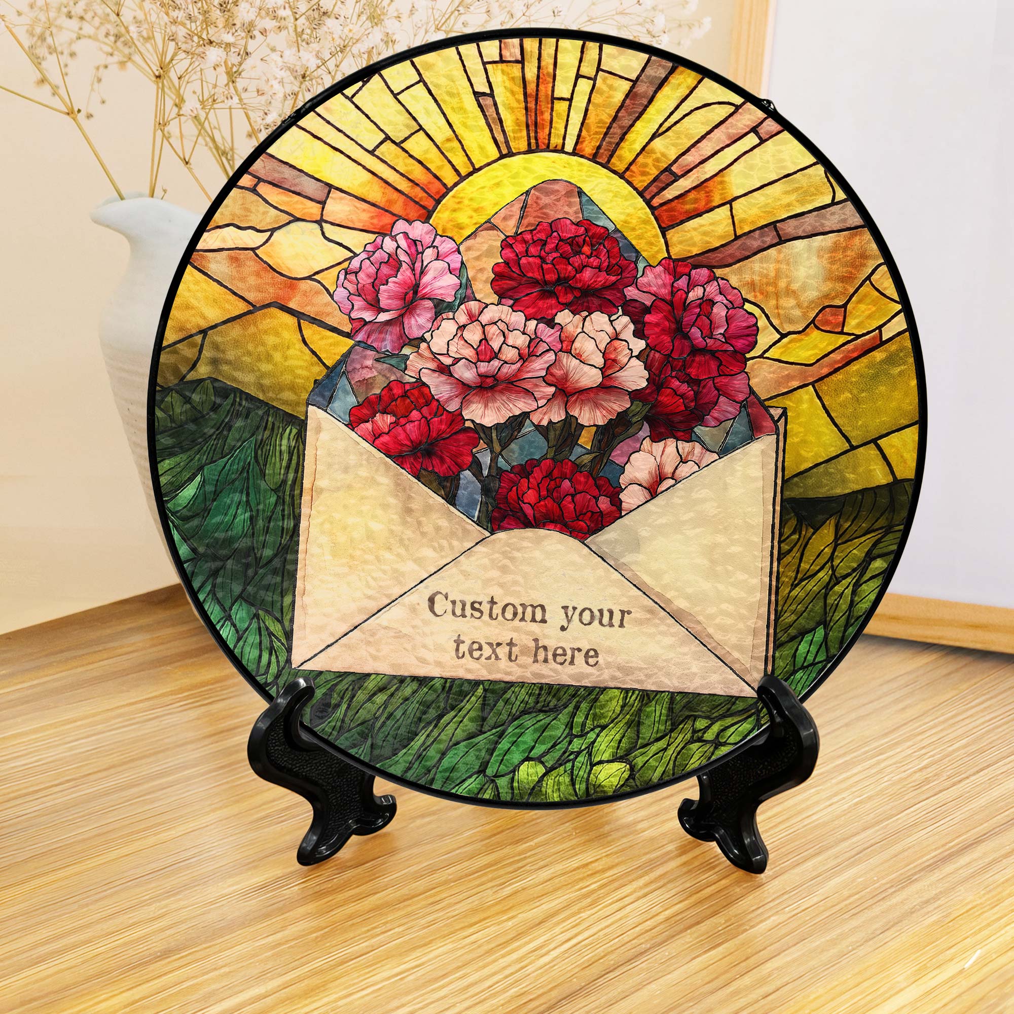 Custom Letter Birth Month Flower Stained Glass Suncatcher