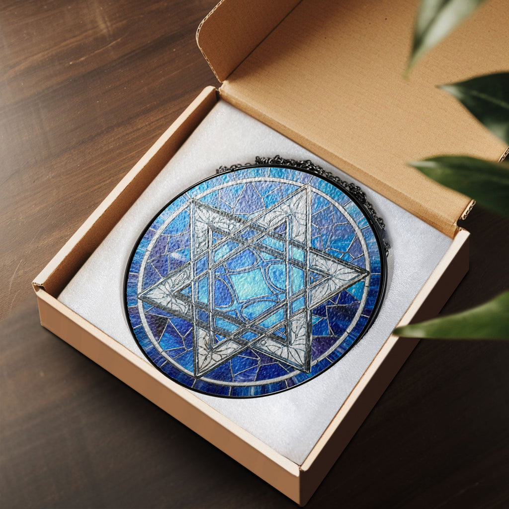 Hanukkah Jewish Star Stained Glass Suncatcher