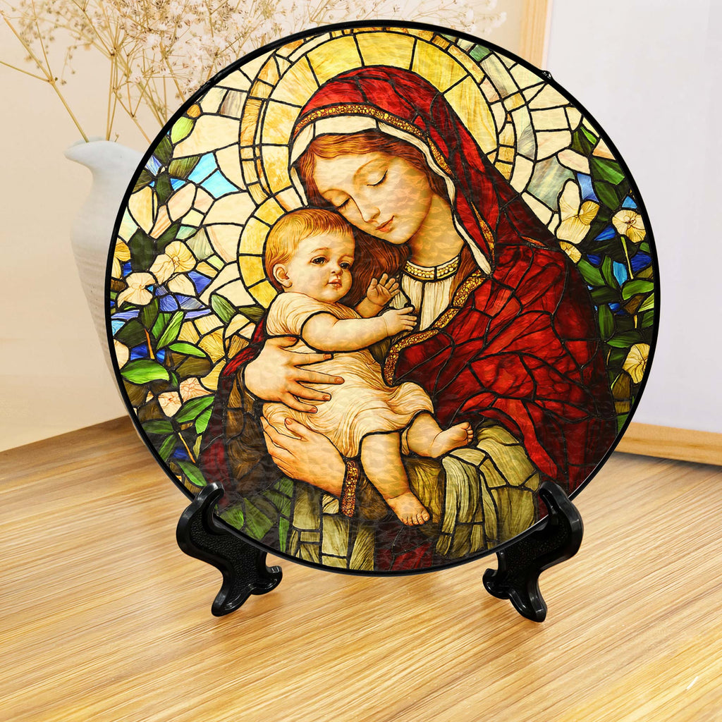 Blessed Virgin Mary Catholic  Religious Stained Glass Suncatcher
