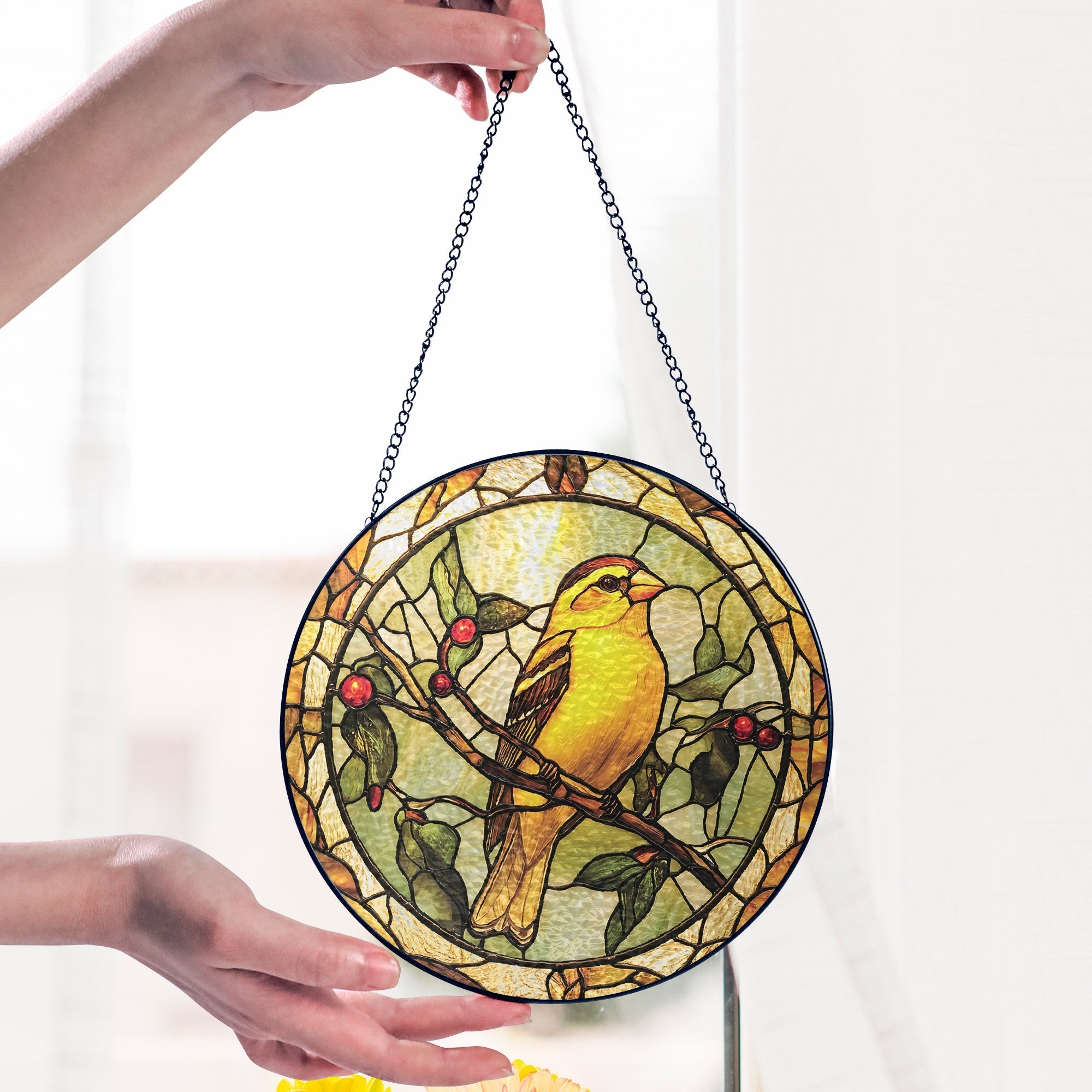 Goldfinch Bird Birdwatching Stained Glass Suncatcher