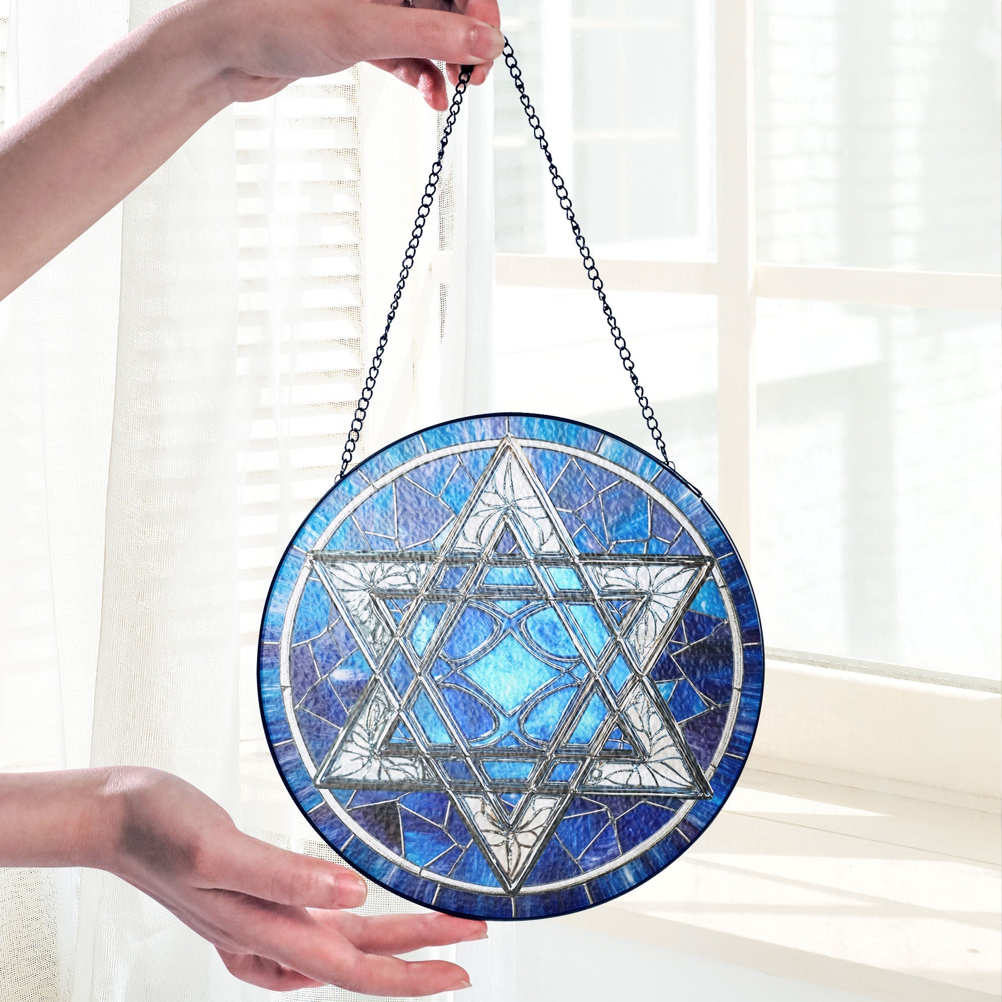 Hanukkah Jewish Star Stained Glass Suncatcher