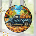 Fall Truck Pumpkins Thanksful Stained Glass Suncatcher 3-Day Shipping