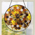 Honeycomb Bee Stained Glass Suncatcher