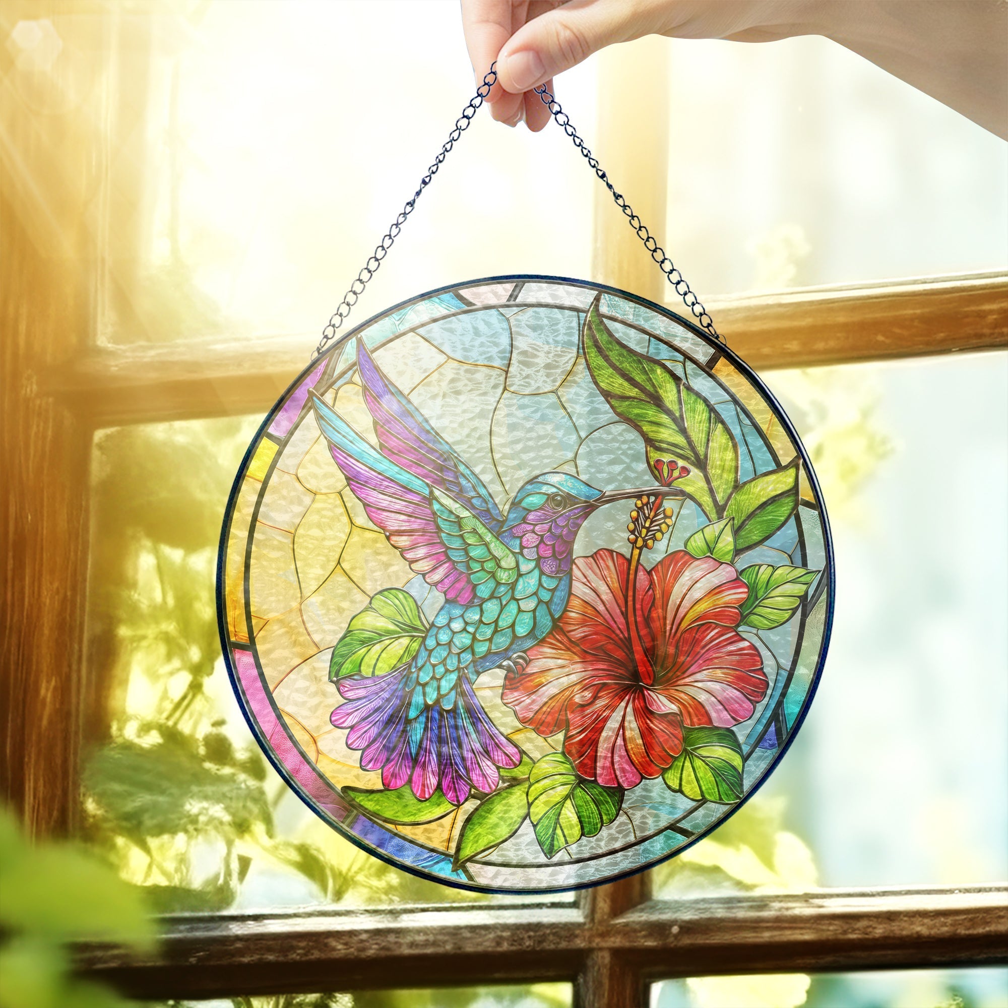 Hummingbird Stained Glass Suncatcher
