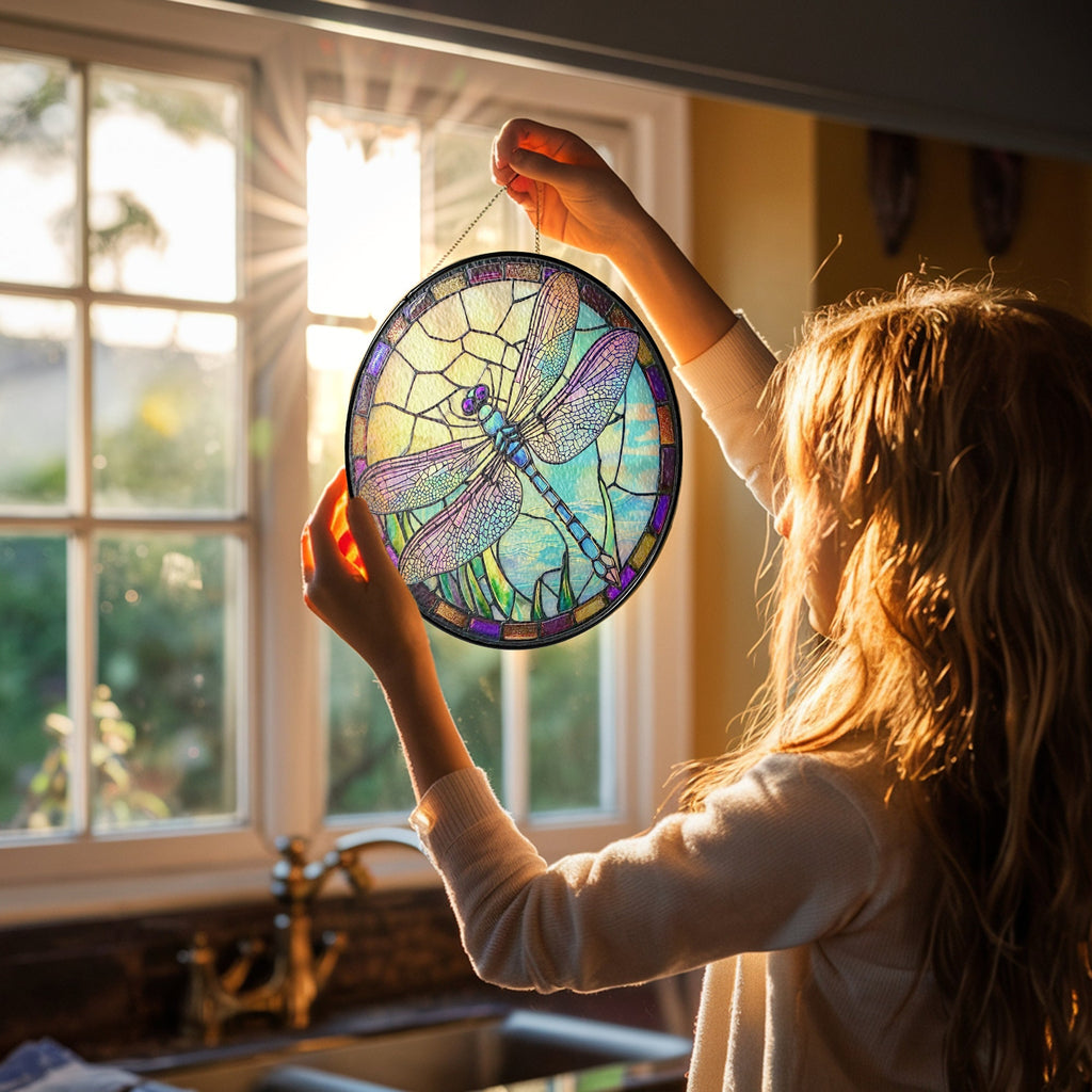 Dragonfly Spring Stained Glass Suncatcher