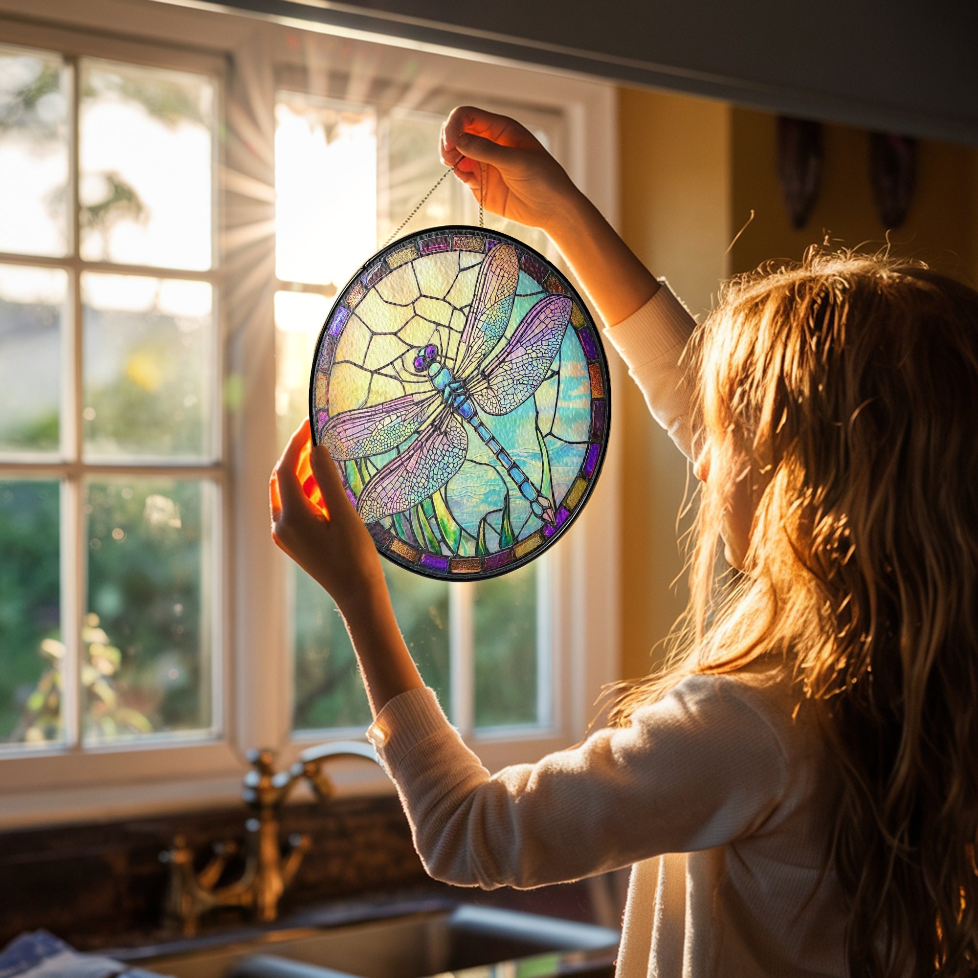 Dragonfly Spring Stained Glass Suncatcher