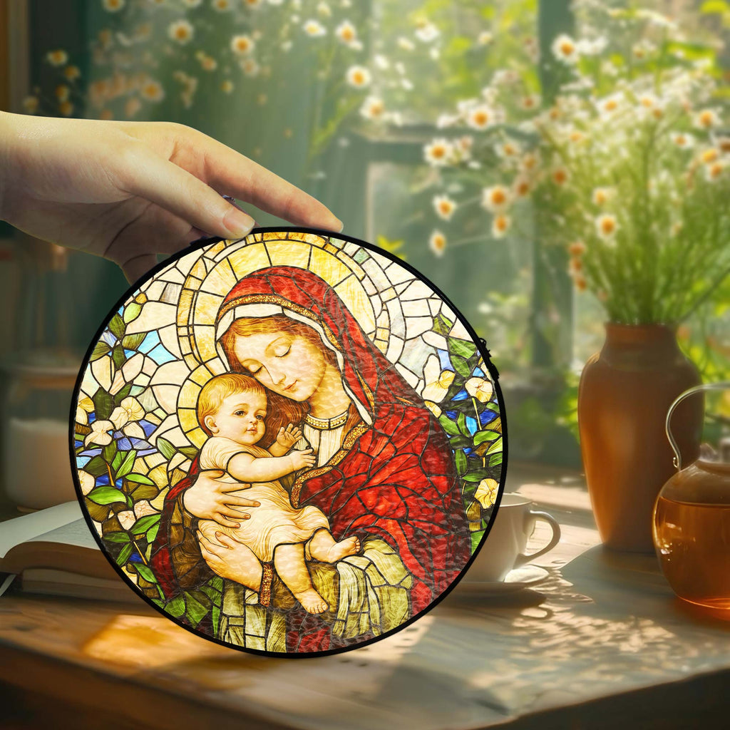 Blessed Virgin Mary Catholic  Religious Stained Glass Suncatcher