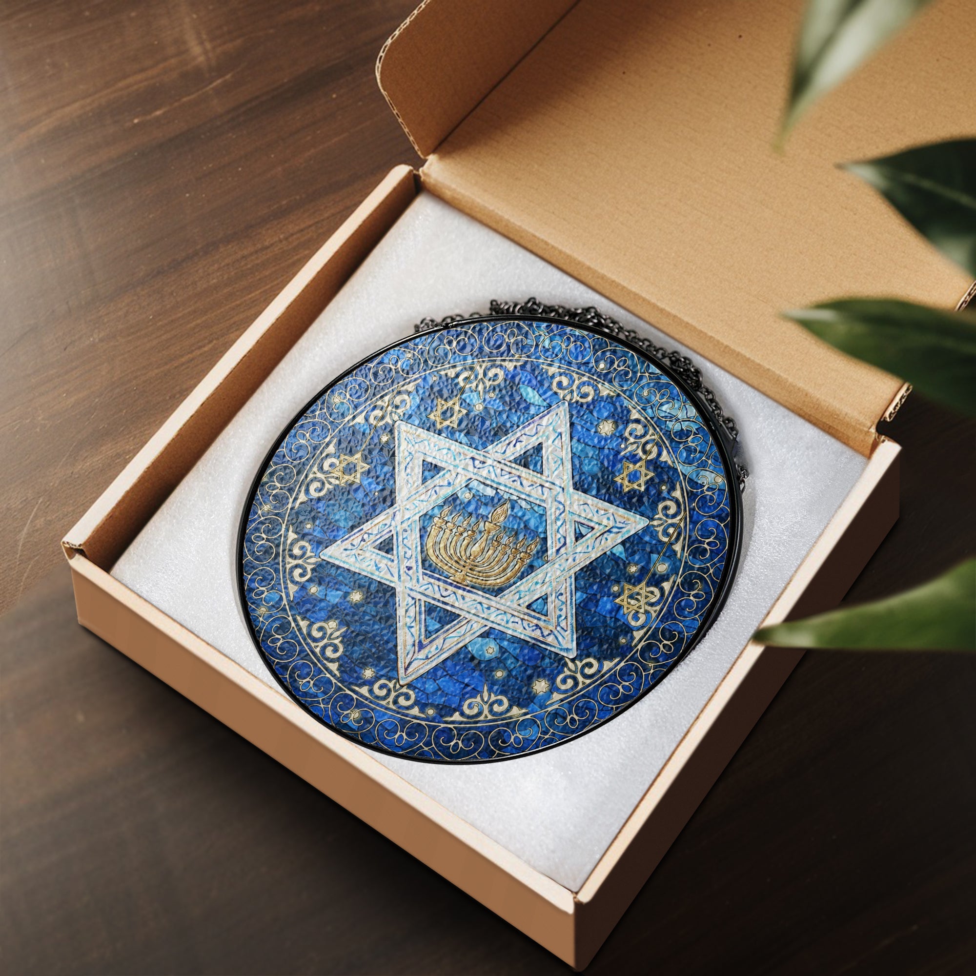 Jewish Star of David. Christmas Hanukkah Stained Glass Suncatcher 3-Day Shipping