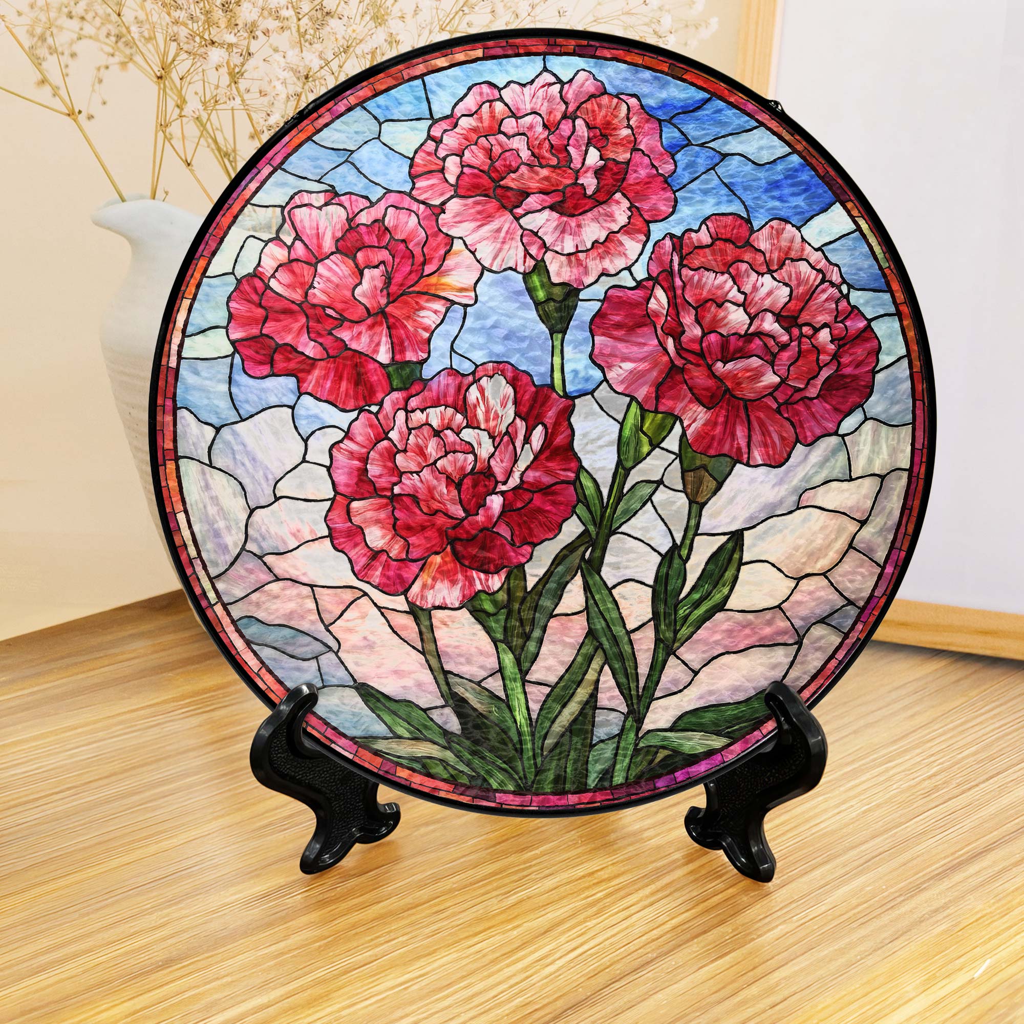Personalized Birth Month Flowers Stained Glass Suncatcher