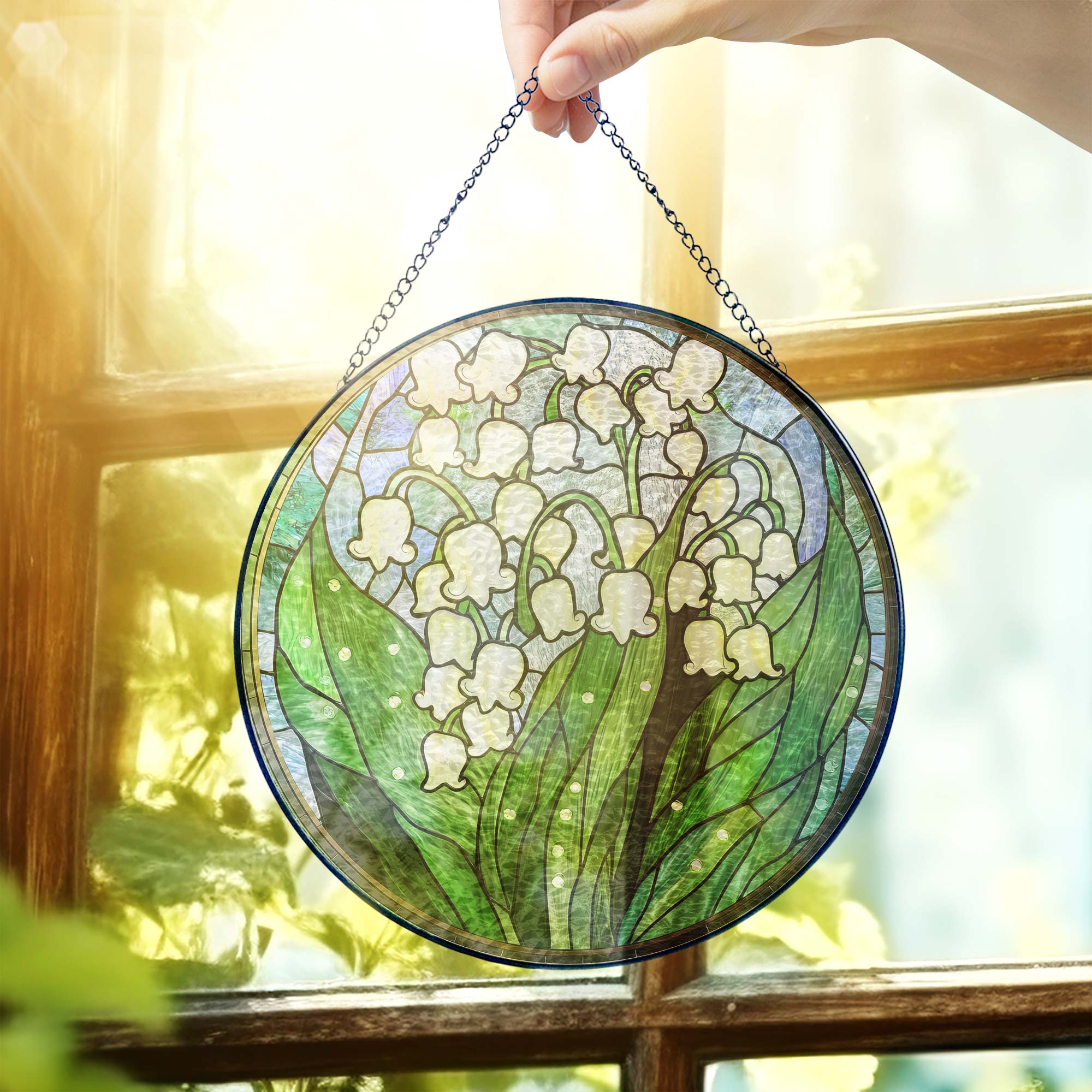 Personalized Birth Month Flowers Stained Glass Suncatcher