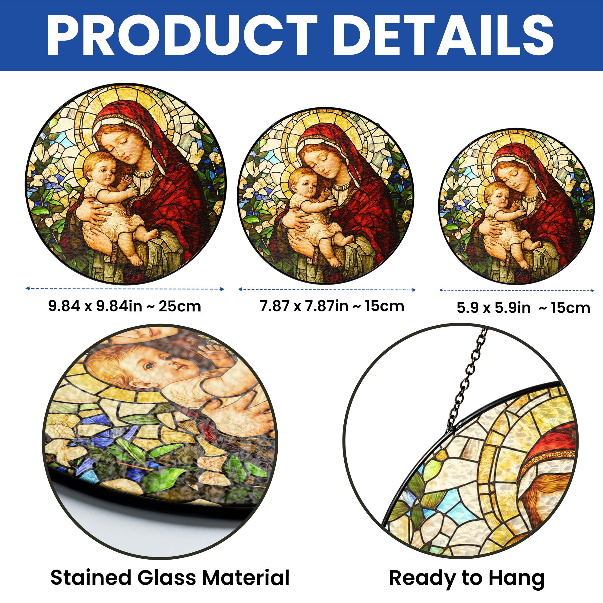 Blessed Virgin Mary Catholic  Religious Stained Glass Suncatcher