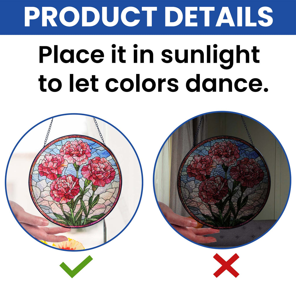 Personalized Birth Month Flowers Stained Glass Suncatcher