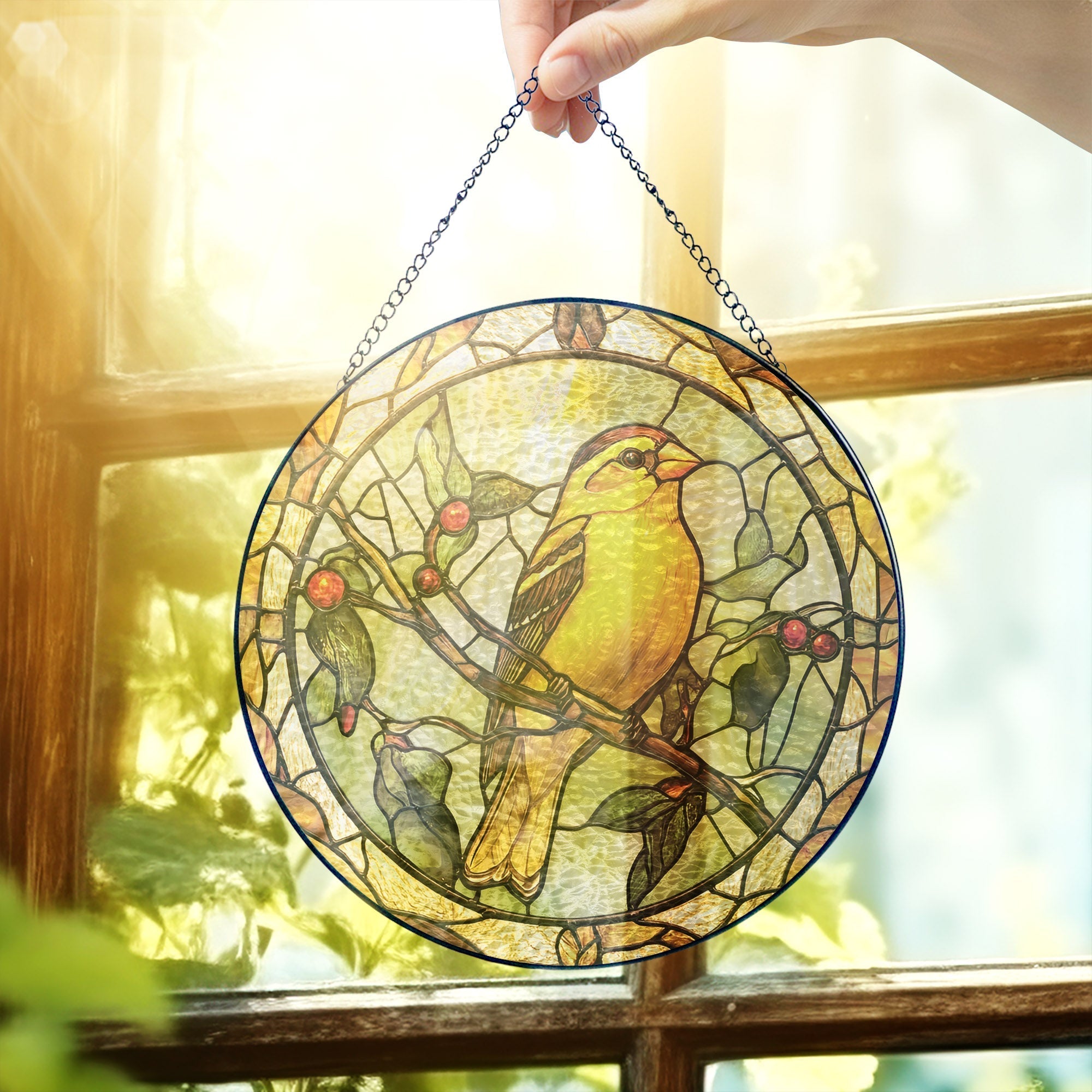 Goldfinch Bird Birdwatching Stained Glass Suncatcher