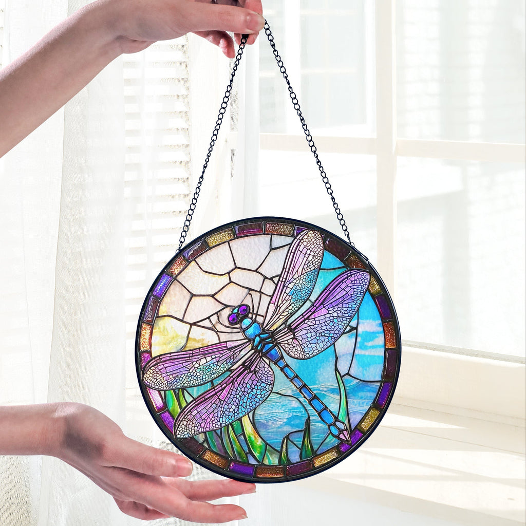 Dragonfly Spring Stained Glass Suncatcher